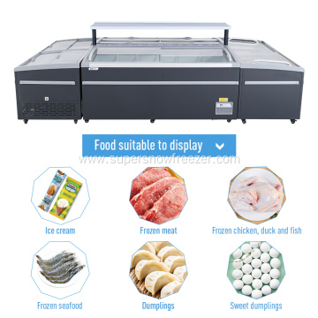 Economic horizontal seafood popsicle grocery island freezer